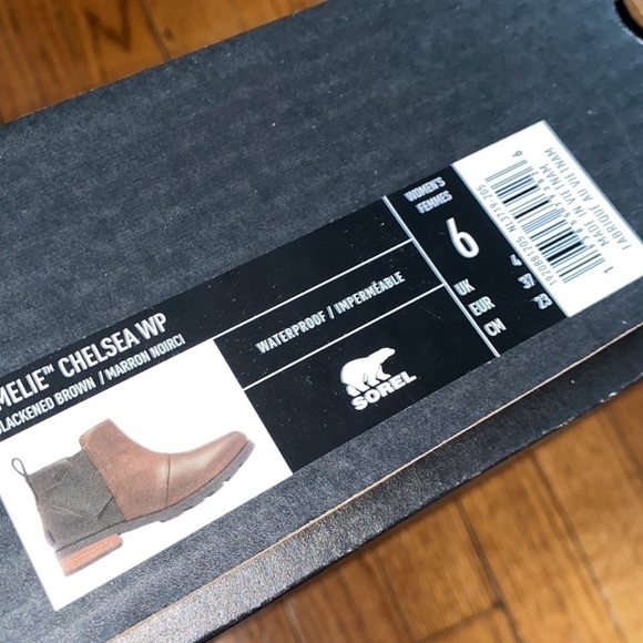 SOREL emelie boots new in box Chelsea pull on blackened brown size 6 NEW - Picture 7 of 9